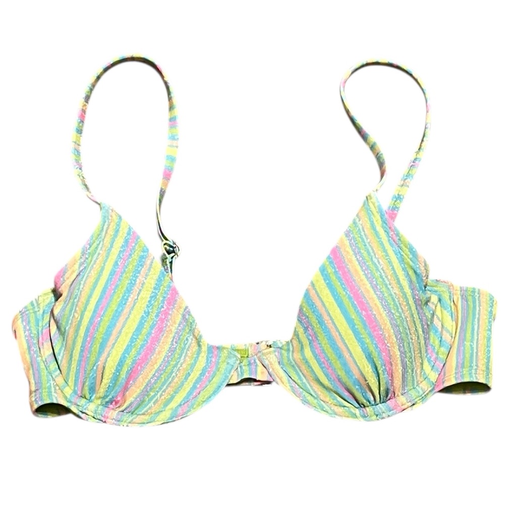 Wild Fable Multicolor Striped Shimmer Underwire Swim Bikini Top, Size Xxs, Nwot